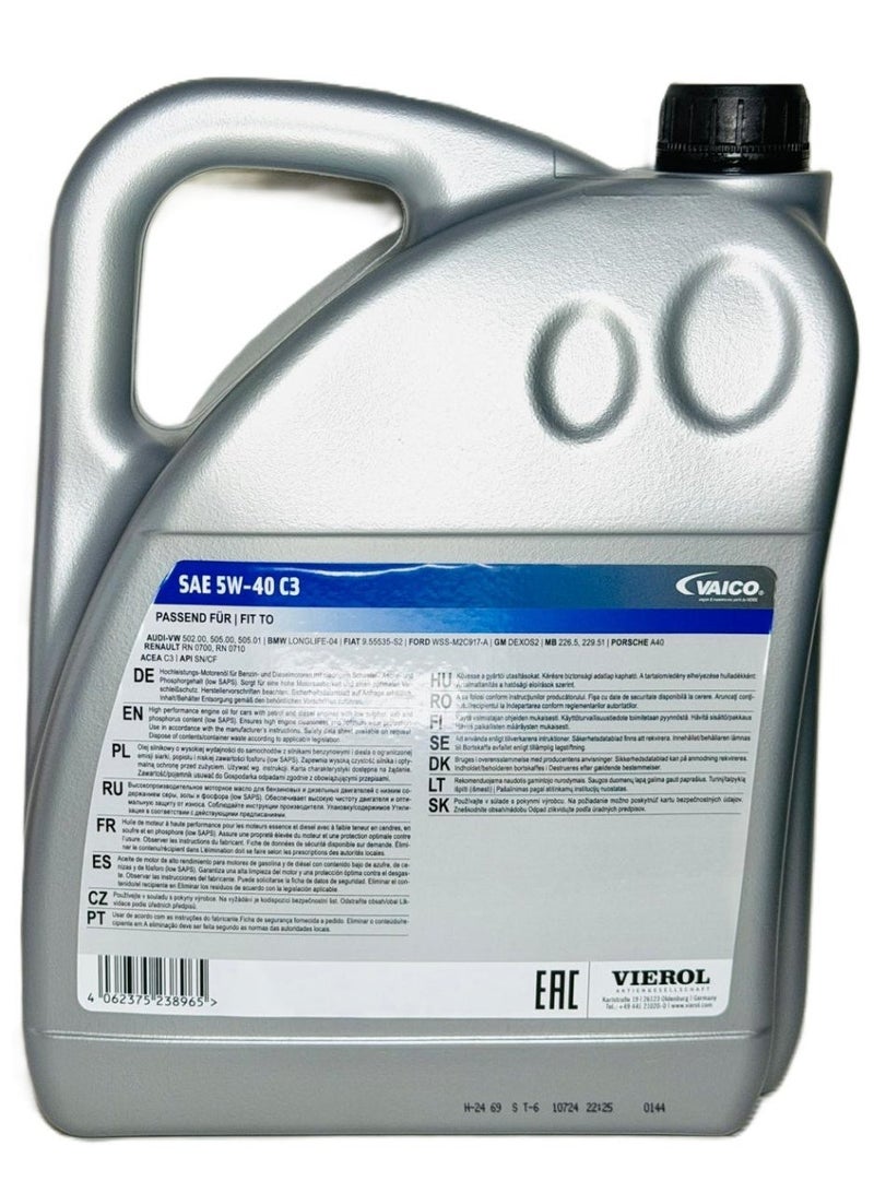 VAICO 5W-40 C3 Synthetic Engine Oil 5Ltr (BMW) - Image 3